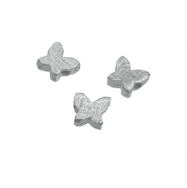 Sterlingsilber Perle Schmetterling, mattiert, 6mm 3 Stück.