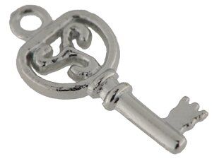 Metallzierteil Schlüssel 18mm hellsilber 50 Stück
