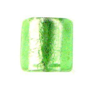 Glasperle Silverfoil, Strang 40 cm,ca.40 Stck quadrat 10mm, peridot