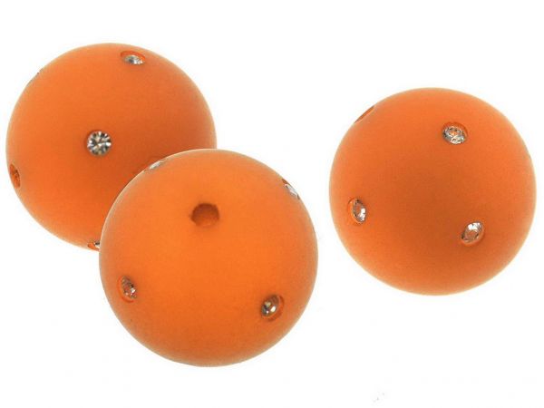 Polarisperle 20mm mit Strass, 5 Stück, orange