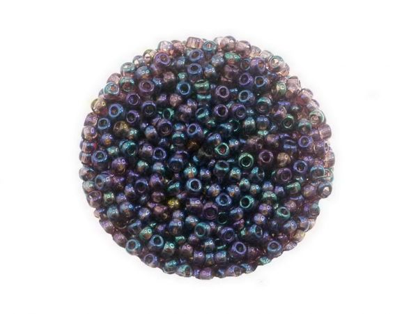 Rocailles 2.6mm Rainbowlüster 14g Döschen crystal lila