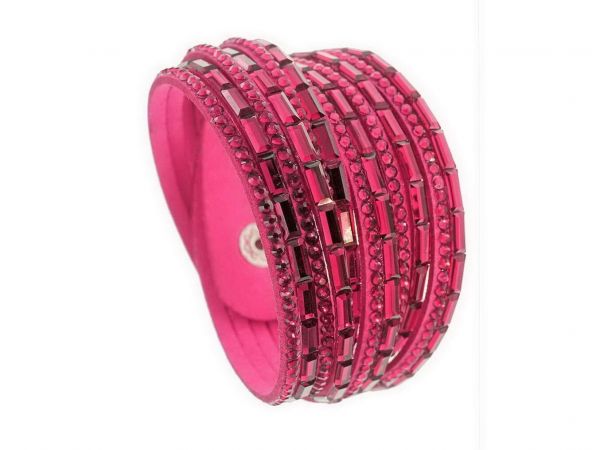 Armband Glamour, mit glitzernden Glas- u. Strasssteinen, pink