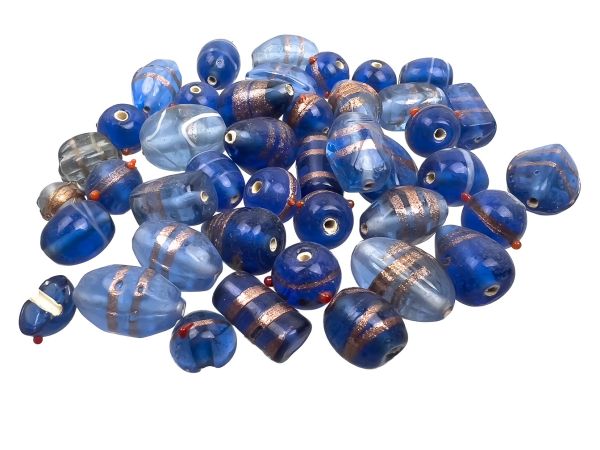 Glasperlen Mischung, 100g, ca. 30-35 Perlen blautöne