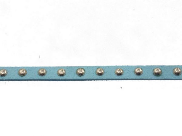 Wildlederimitationschnur türkis m. Nieten, ca.5mm breit, ca.1,5mm dick1,00m Zuschnitt