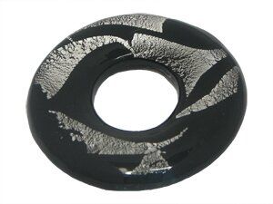 Dichroic Glas Donut rund ca.51mm, schwarz/silber