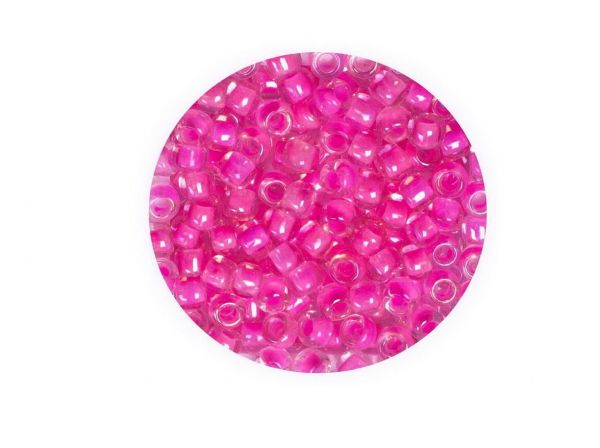 Toho Rocailles, 8-0 (ca.3mm), 4g, TR191C hot pink lined crystal ca.160 Perlen