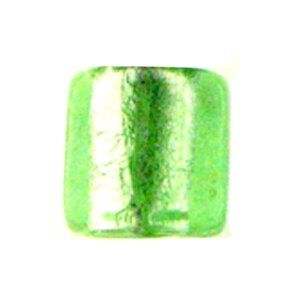 Glasperle Silverfoil, Strang 40 cm,ca.25St. Quadrat, 14mm, peridot