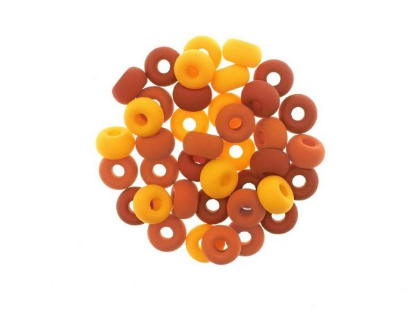 Glasperlen Ponybeads, 9x5mm, 39 St. Colormix Neon matt orange