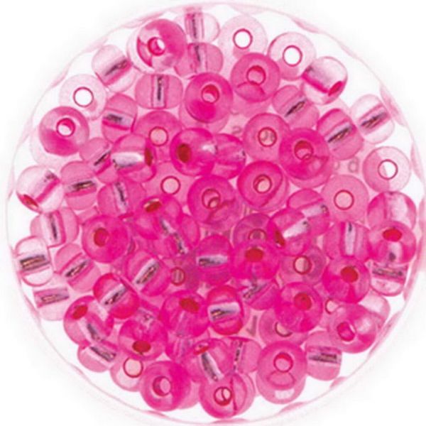 Rocailles, 6/0, 4mm, 50 g, silbereinzug pink