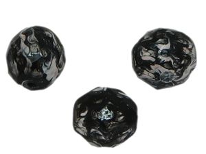 Glasperle Perle facetiert marmoriert ca.10mm, schwarz/weiß