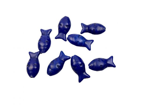 Steinperle Fisch 12x25mm, Magnesit blau , 8 Stück