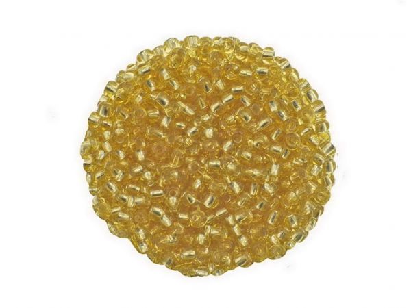 Rocailles, 9/0, 2.6mm, Silbereinzug, 50 g Beutel goldfarben