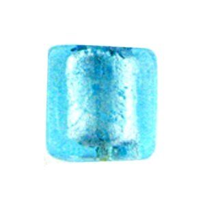 Glasperle Silverfoil, Strang 40 cm,ca.40 Stck quadrat 10mm, aqua