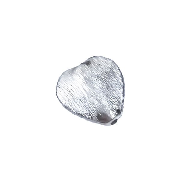 Sterlingsilber Perle Herz, mattiert,12 mm, längs geb. 1 Stück.