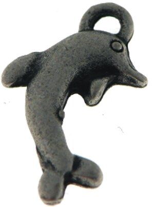 Metallzierteil Delfin 20mm schwarz antik