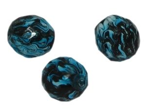 Glasperle Perle facetiert marmoriert ca.10mm, schwarz/blau