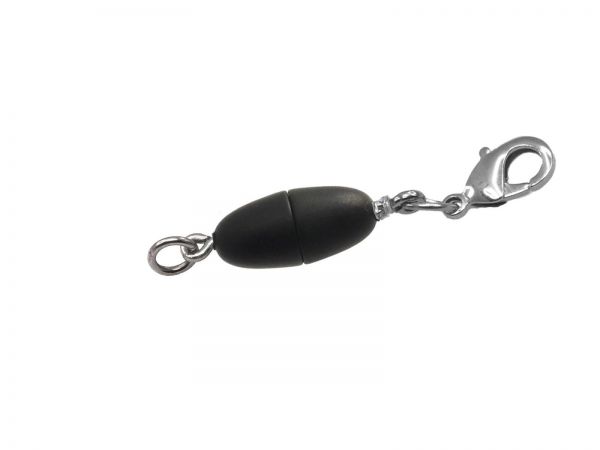 Magnetverschluss Olive 17x8mm mit Edelstahl Karabiner und Öse, schwarz matt