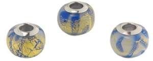 FreeStyle Glasperle Sterlingsilberfassung ca. 10mm goldinclusion, capri blue