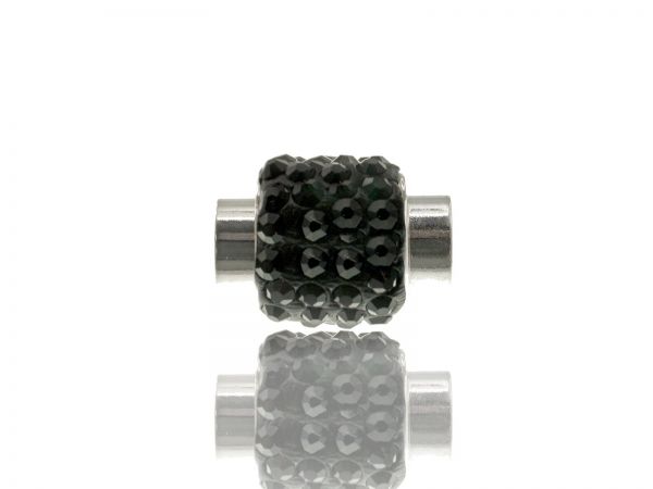 Magnetverschluss mit Strass, 12x15mm, innen 6mm, 5 Stück, schwarz