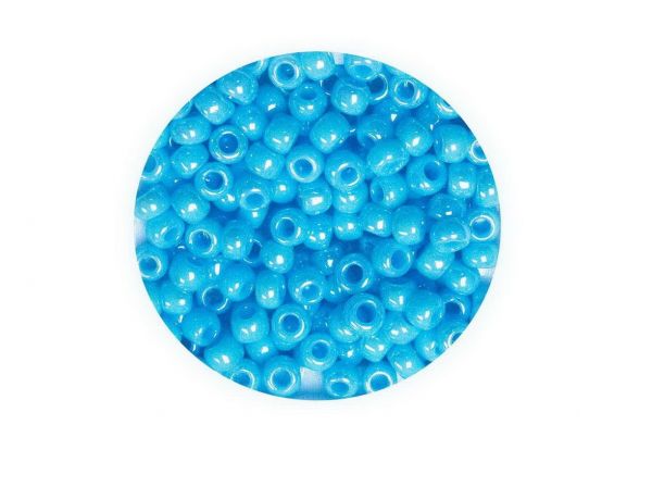 Toho Rocailles, 8-0 (ca.3mm), 4g, TR403 opaque rainbow blue ca.160 Perlen