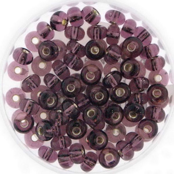 Rocailles 6/0 4mm 14 gr. Döschen, silbereinzug lila