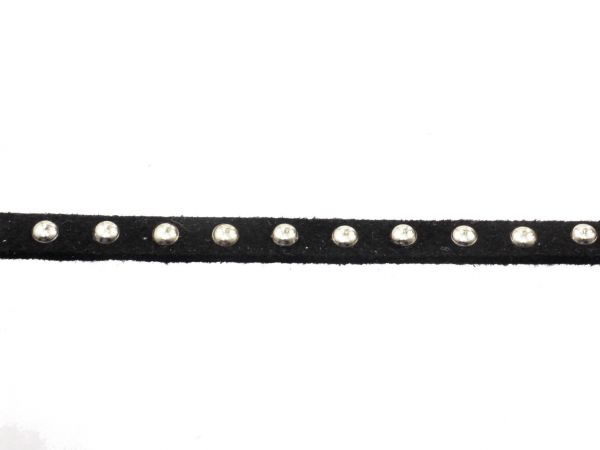 Wildlederimitationschnur schwarz m. Nieten, ca.5mm breit, ca.1,5mm dick1,00m