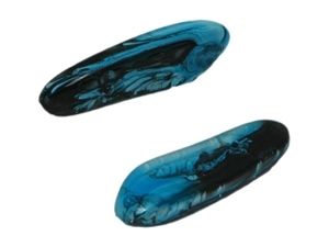 Glasperle zahn marmoriert ca. 30x5mm, schwarz-blau