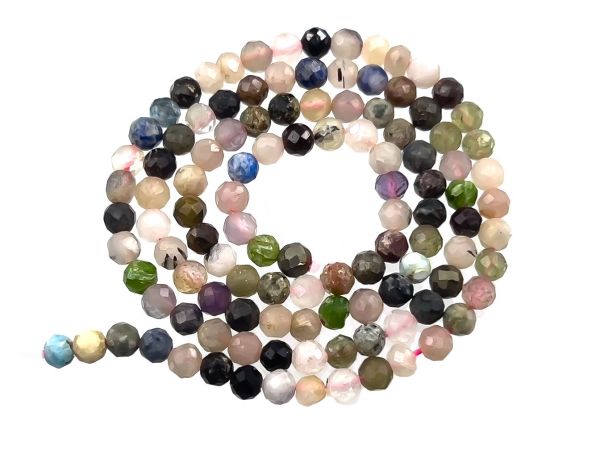 Edelsteinperle facettiert 4mm gemischte Steine, Strang ca.80 Perlen