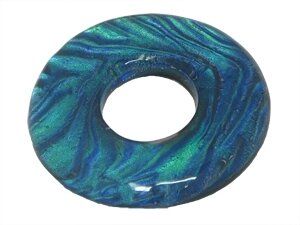 Dichroic Glas Donut rund ca.51mm, blau/grün