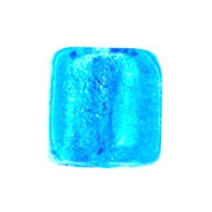 Glasperle Silverfoil, Strang 40 cm,ca.40 Stck quadrat 10mm, hellblau