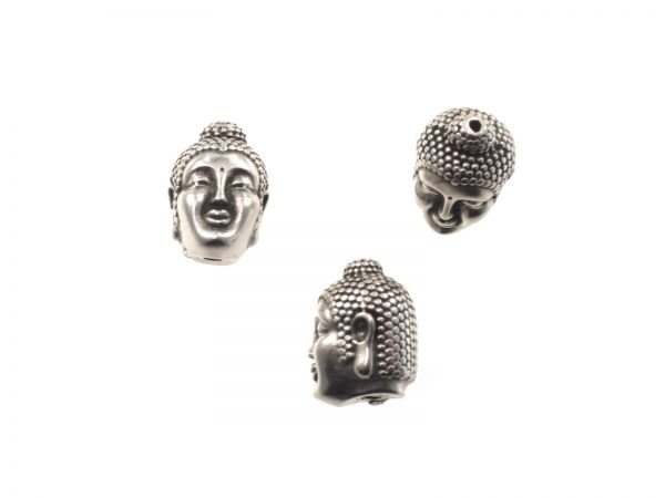 Perle "Buddha", Bohrung 1,5mm, Zamak, antiksilber