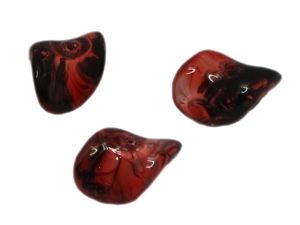 Glasperle nugget marmoriert ca. 9x6mm, schwarz/rot