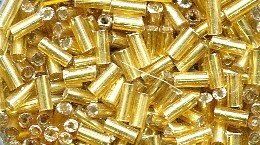 Rocailles Stäbchen, ca. 6mm, silbereinzug gold, ca 50g SONDERPREIS