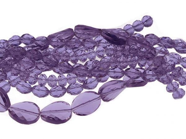 Crystalstar Glasperlenmischung violetblue, Schliffperlen Radl, Doppelkegel, Olive etc. 6-8mm gemisc