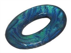 Dichroic Glas Donut oval ca.31x41mm, blau/grün