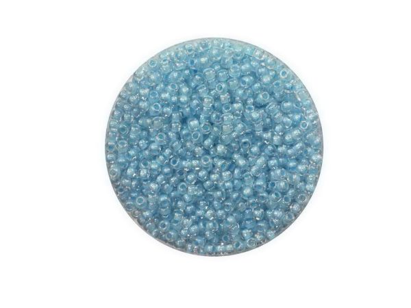 Toho Rocailles 11-0, ca. 2,1mm, 14g, TR351 Crystal Opaque Blue-Lined