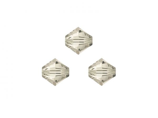 Swarovskiperlen, Doppelkegel, konisch, 5328, 3mm crystal silver shade