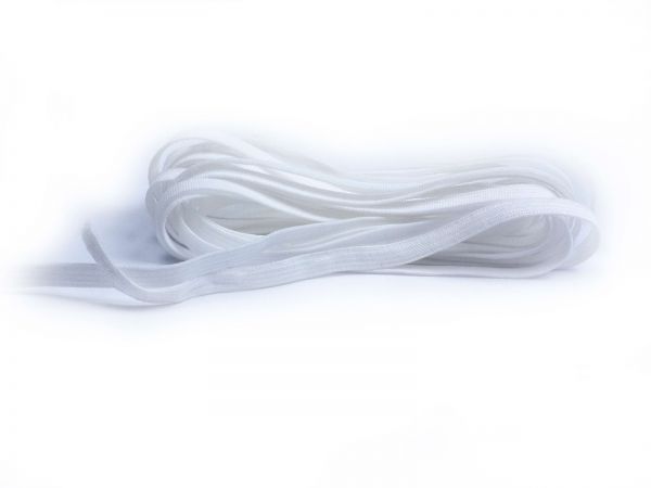 Gummischnur, Stretchband, elastischer Faden, 5mm breit, 4,00m Zuschnitt weiß
