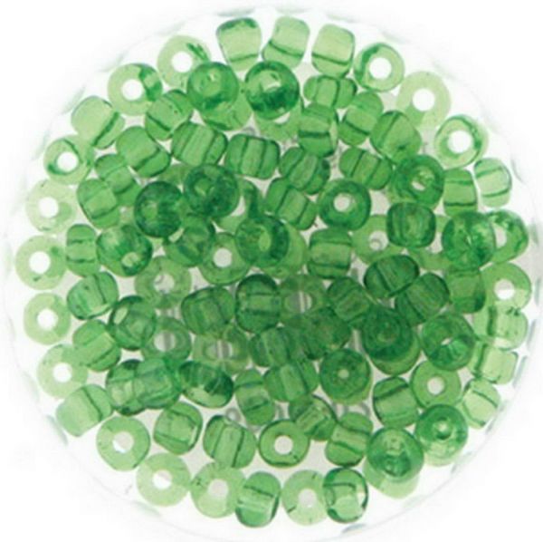 Rocailles, 6/0, 4mm, 50 g, Btl., transparent grün
