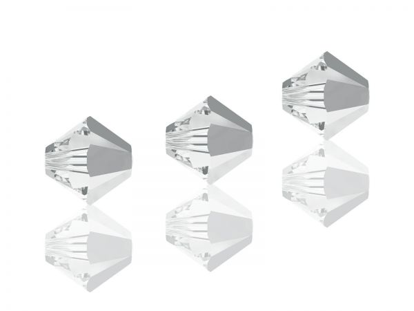 Swarovskiperlen, Doppelkegel, konisch, 5328, 3mm crystal light chrome