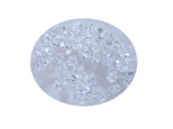 Kristallperlen, Doppelkegel, konisch, 50 Stück, 4mm, crystal
