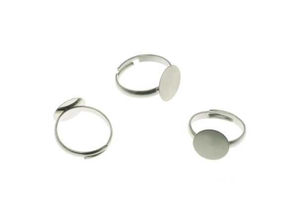 Ring Rohling mit Platte 10-13mm silberfarbig
