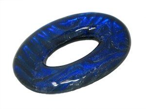 Dichroic Glas Donut oval ca.40x56mm, dkl.blau