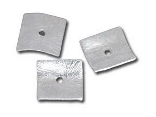 Silbereffekt Element Quadrat gewellt 10mm, Bohrung 1.2mm