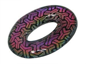 Dichroic Glas Donut oval ca.40x56mm, pink multi