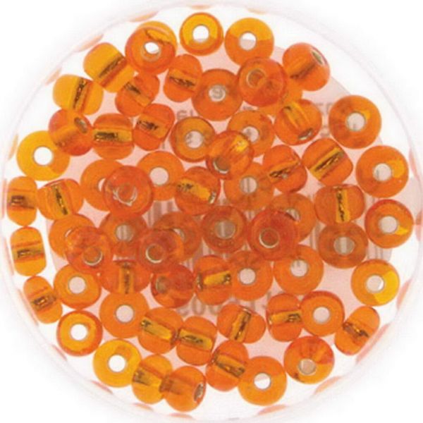 Rocailles 6/0 4mm 15 gr. Döschen, silbereinzug orange