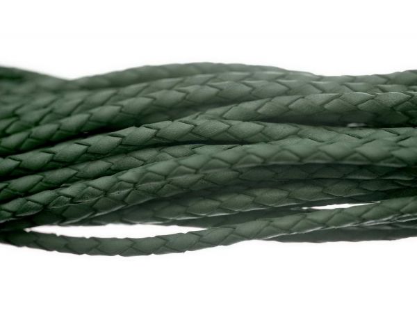 Lederschnur geflochten, extra weich, 3mm, 1,00m, oliv