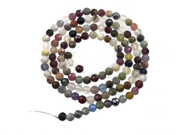 Edelsteinperle facettiert 4mm gemischte Steine, Strang ca.120 Perlen