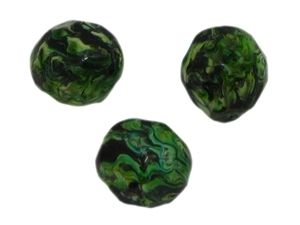 Glasperle Perle facetiert marmoriert ca.10mm, schwarz/grün