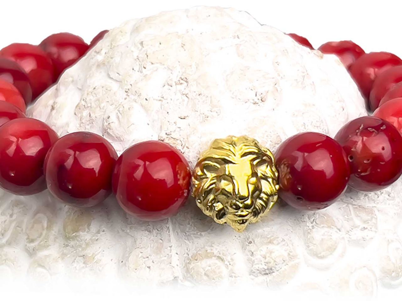 Perle "Lion", Bohrung 1,5mm, Zamak, vergoldet